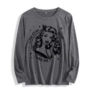 T - Shirt a maniche lunghe in cotone 100% "per farla breve ho fatto Bail grafica retrò", multicolore - Product Image 2