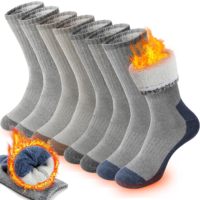Chaussettes chaudes thermiques en laine mérinos pour la randonnée Ski Sports de plein air Logo personnalisé Casual High-Crew Anti-Bacterial Winter Thick