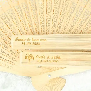 Mais popular Papel de mão casamento fã favores presentes para convidados artesanato de bambu