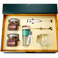 Coffret Cadeau Café Vert Yu Hu avec Tasse en Verre, Gobelet de Voyage, Mousseur à Lait et Cuillère – Kit Barista Complet pour la Maison, le Bureau et les Voyages