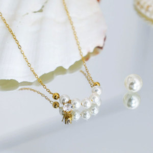 สร้อยคอจี้ประดับมุกและเพชรซิคอน ชุบทอง 18k ทำจากสแตนเลสสตีล 316L กันน้ำ สำหรับผู้หญิง - Product Image 3