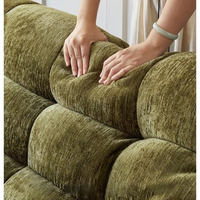 Französische Mid-Century Style Chenille Olivgrüner Bär Stoff Schnitts ofa Set Hohe Rückenlehne Wolke Wohnzimmer Neuankömmling