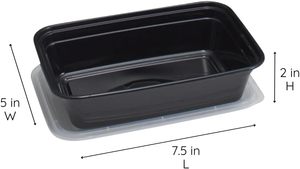 Contenedores Desechables de Plástico para Preparación de Comidas, Aptos para Microondas, Ecológicos, Reciclables, con Tapas Herméticas, Rectangulares, de 28 oz - Product Image 2