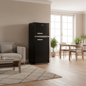 Réfrigérateur Électrique Compact Rétro <span class=keywords><strong>Vintage</strong></span> MDFR120-RE à Double Porte, Sans Givre, Économe en Énergie, en Acier Inoxydable pour Petits Espaces - Product Image 1