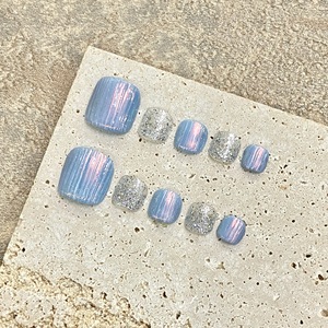 Uñas postizas de presión para pies y manos, efecto armadura, azul aurora <span class=keywords><strong>transparente</strong></span>, acabado de <span class=keywords><strong>manicura</strong></span>, <span class=keywords><strong>diseño</strong></span> avanzado pre-diseñado - Product Image 3