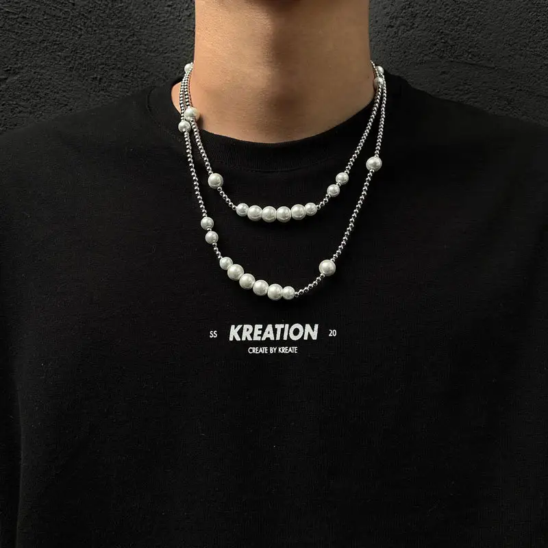Netflix pearl necklace men women hip-hop ins street neck chain couples jewelry wholesale