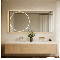 Miroir intelligent LED rétroéclairé personnalisé HAOCROWN, étanche, avec capteur tactile, anti-buée, pour salle de bain de luxe, hôtel