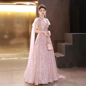 Pink Evening Gown Women Empire Waist Sweetheart Neckline Sparkle Dress For Birthday Party Engagement Formal Event - Product Image 4