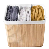 Panier à linge pliable en bambou Panier de rangement pour vêtements Panier de rangement en polyester avec poignée