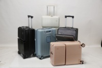 Sacs de voyage légers de luxe de grande capacité, valise à ouverture frontale avec fermeture à glissière centrale et matériau PC et ABS