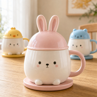 Tasse à café en céramique personnalisée peinte à la main 400 ml, compatible lave-vaisselle avec plateau, vaisselle à marque privée pour fêtes, vente au détail, boissons chaudes/froides