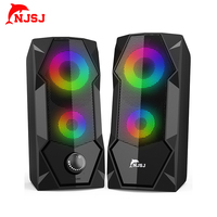 NJSJ-Altavoces para juegos de PC, con cable USB, RGB, estéreo mejorado, 6 modos, luz LED colorida, canal Dual