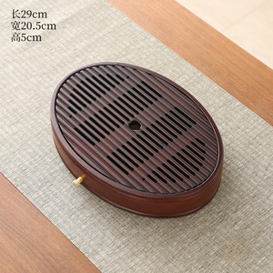 Bandeja ovalada de bambú para té con drenaje, pequeña mesa doméstica para preparar té en seco, bandeja para té con almacenamiento de agua, bandeja para té Kung Fu - Product Image 3