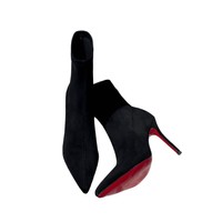 Bottines à talons aiguilles pour femmes, nouvelles bottes pointues noires en daim Joker à talons hauts, chaussures pour femmes en automne et en hiver