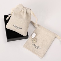 Pochette en tissu recyclé, emballage de bijoux 6x6, petit sac à bijoux, sac d'emballage en pierre, coton, Logo personnalisé, pochette à bijoux de luxe