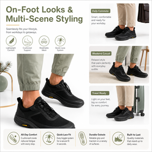 <span class=keywords><strong>Scarpe</strong></span> Casual da Uomo Nere in Maglia a Rete con Elastico e Lacci a Cerniera, <span class=keywords><strong>Suola</strong></span> Spessa Ammortizzata e Dettagli Gialli - Product Image 2