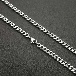 Collar de cadena cubana yunique, color acero, 7mm, 70cm, doble cara, cepillado, joyería de moda Hip Hop, regalo - Product Image 5