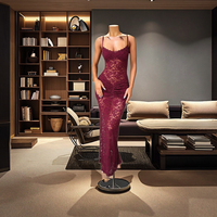 Robe longue moulante sexy à bretelles spaghetti en dentelle pour femme, robe fendue au dos, robe élégante pour femme, Ropa De Mujer