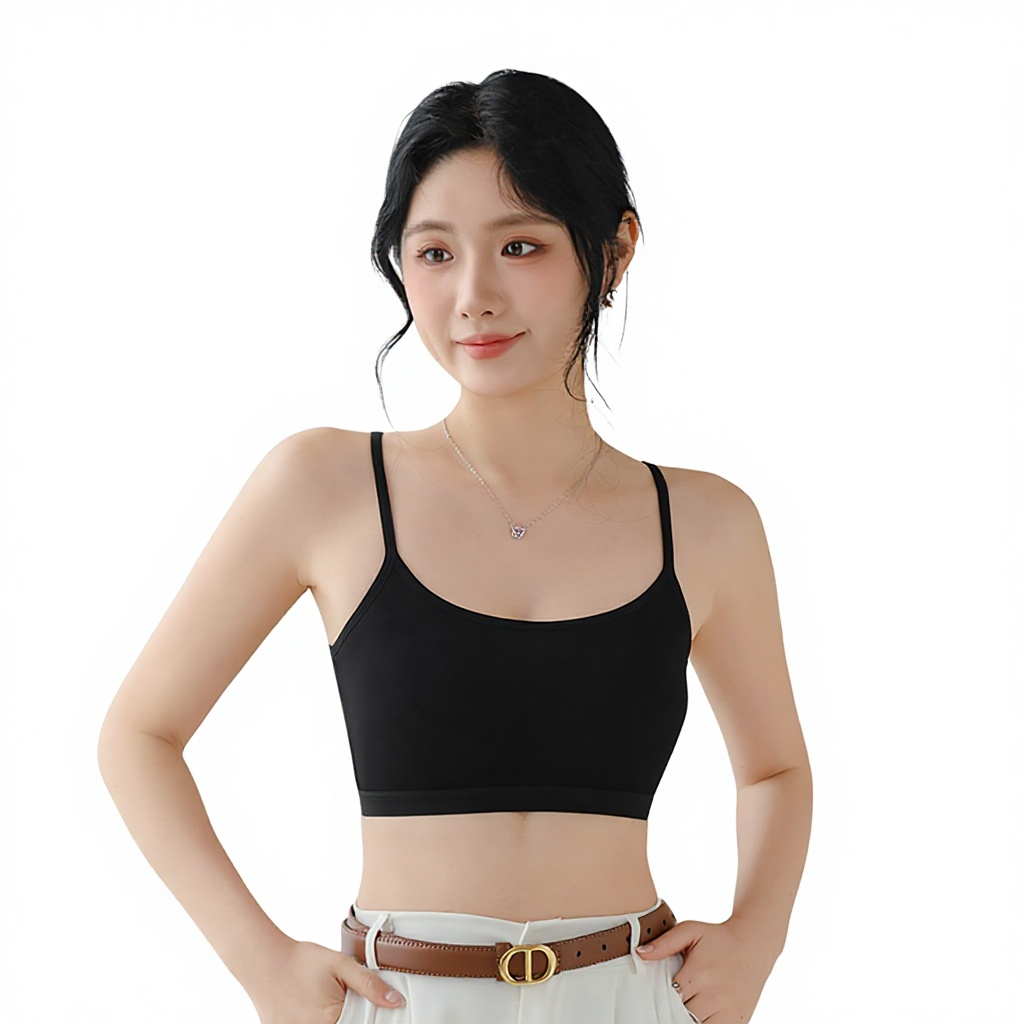 Modal Solid Summer One-piece Padded Bra Wire Free Strapless Chest Pad Underwear For Women