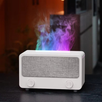 Diffuseur d'arômes musical avec haut-parleur, flamme simulée 7 couleurs, capacité d'eau >250ml, télécommande, arrêt automatique, silencieux, pour table, usage domestique, garantie 1 an
