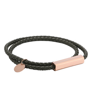 Gelang kulit gesper <span class=keywords><strong>Magnet</strong></span> ukiran 4MM lebar baja tahan karat modis yang dapat disesuaikan - Product Image 4