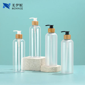 Minnie White Cylinder <b>Pump</b> <b>Bottle</b> 500ml Lotion Shower Gel Shampoo Dispenser With Bamboo Cap For Daily Care Products - Product Image 3