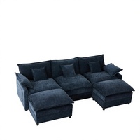 F&J Home 108-Zoll U-förmiges Modulares Chenille-Stoff-Sofa-Set mit Tiefsitz, Abnehmbaren und Maschinenwaschbaren Bezügen für das Wohnzimmer