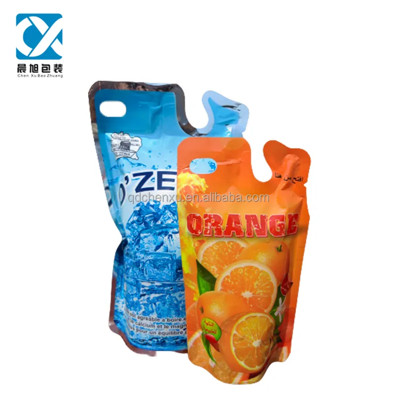 चीन कारखाने अनुकूलित पैकेजिंग प्लास्टिक फल पेय रस थैली पुआल के साथ
