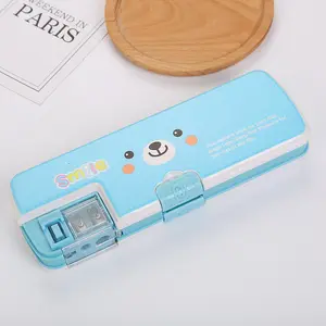 Kinderen Cartoon Plastic Pen Box Etui Met Puntenslijper Etui Met Rekenmachine