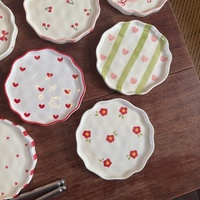 Ins Style Bloemmotief Handgeknoopte Onregelmatige Keramische Borden Ecologische Snack- en Dessertbord met Prachtige Designs