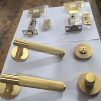 Serrure de porte de salle de bain en laiton à double verrouillage, bouton de verrouillage fileté BK, poignée sans clé, serrure de passage à confidentialité simple pour salle de bain en laiton
