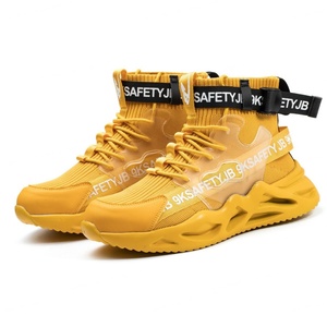 Chaussures de travail pour hommes, personnalisables, de marque OEM, vente en gros directe usine, avec embout en acier, anti-perforation, antidérapantes, tricotées et respirantes - Product Image 4
