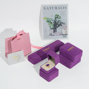 FORTE violet <span class=keywords><strong>royal</strong></span> Caja de joyas de lujo luxe velours tissu boîtes à bijoux personnalisées pendentif boucle d'oreille anneau bijoux boîte d'emballage - Product Image 3