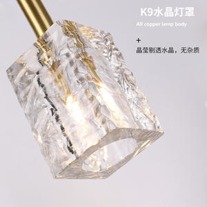 Luminaire suspendu en cristal postmoderne à ondulations d'eau en cuivre massif de luxe, design unique et créatif pour hôtel, chambre principale - Product Image 6