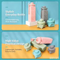 Bouteille d'eau en silicone pour enfants, pliable, anti-fuite, avec bec verseur, réutilisable, portable, grande capacité