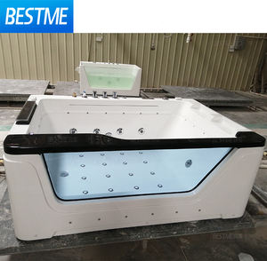 <span class=keywords><strong>Baignoire</strong></span> à remous autoportante en verre trempé de luxe en acrylique blanc pour 2 personnes baignoires à accoudoirs de massage baignoires - Product Image 2