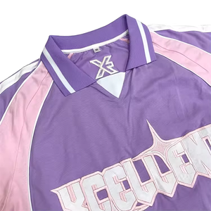 الرجعية لكرة القدم جيرسي مخصص الكلاسيكية تصميم خمر التطريز شعار الضلع بولو لكرة القدم قمصان الزي المدرسي - Product Image 4