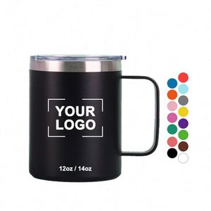 Logo Printed <b>Insulated</b> Stainless Steel <b>Mugs</b> With Handle 12Oz Tumbler Metal Corporate Activity Business Gift Coffee Cup - Product Image 1