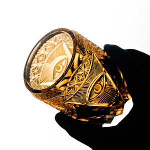 Verre à whisky de luxe artisanal en verre œil-de-tigre doré 220 ml, style japonais, pour <span class=keywords><strong>homme</strong></span>, lourd, noir ambré, cadeau, tumbler - Product Image 2