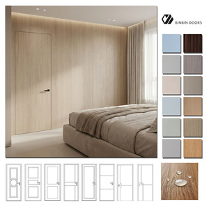 Puerta de Madera Integrada en la Pared, Insonorizada 35dB, Recubierta con Lámina de PVC, Impermeable, para Residencias Modernas - Product Image 1