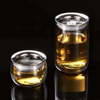 Infuseur à thé portable en acier inoxydable, infuseur à thé facile à utiliser, séparateur thé-eau, théière en verre à double paroi