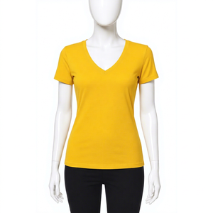เสื้อยืดคอวีผู้หญิง ผ้าเจอร์ซีย์พรีเมียม เนื้อผ้าเรียบลื่น สวมใส่สบาย ทนทาน ดีไซน์สวย - Product Image 1