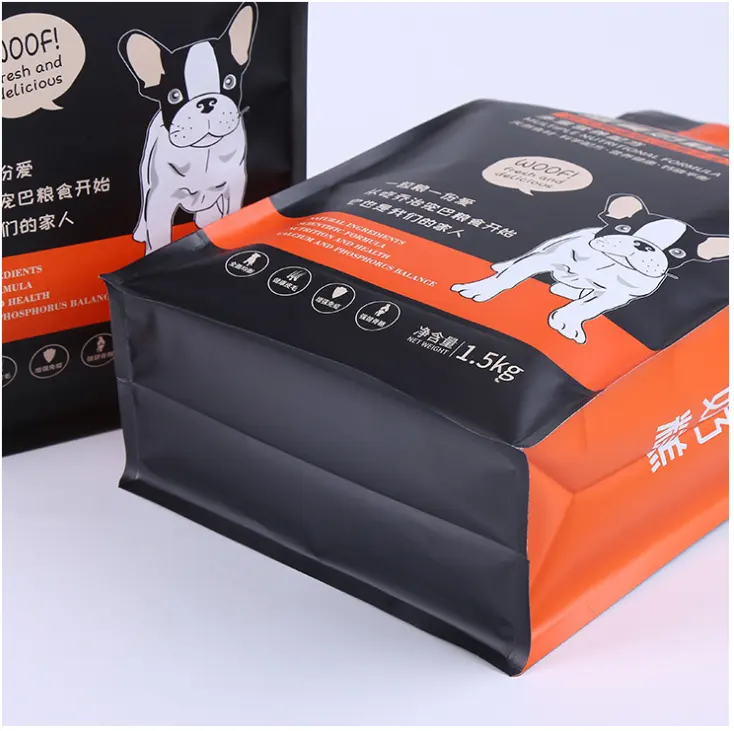 Pet Food Cat Zhongfei 8 Side Seal Plastic Rits Bag Station Tas Voedsel Logo Afdrukken Formaat Aangepaste Logo