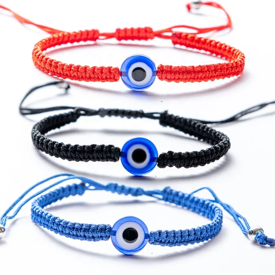 Hot Sale Round Beads Blue Eyes Evil Eyes Red Rope Hand-Woven Adjustable Bracelet Wholesale Bead Bracelet