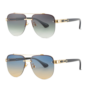 Lunettes de soleil pilote pour homme à double pont en métal, style aviation, 2022 - Product Image 4