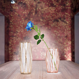 Creative Diamond Gold Plating <b>Stand</b> Glass <b>Vase</b> Modern Hydroponic Water Storage Tabletop Transparent Hydroponic <b>Vases</b> - Product Image 3