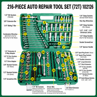 171 216-teiliger Steckschlüsselsatz CR-V Stahl 1/4 3/8 1/2 Zoll Antrieb 72 Zähne Ratsche mit E-Torx-Steckschlüsseln und Werkzeugkasten