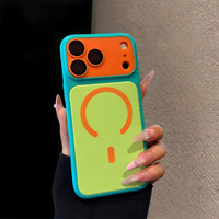 Étui de téléphone magnétique anti-chaleur et anti-chute avec texture en tissu color-block pour iPhone 18 Pro Max, 17 et 16.