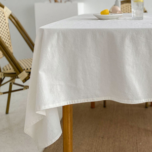 Khăn Trải Bàn Màu Trắng Viền Vải Cotton Khăn Trải Bàn Hình Vuông Hình Chữ Nhật Tùy Chỉnh Trang Trí Bàn Ăn Cho Khách Sạn Gia Đình Cho Tiệc Cưới - Product Image 2