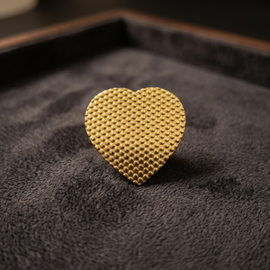Brass Gold Plated Vintage <b>Statement</b> <b>Ring</b> Fashionable Geometric Heart Shape Pave Setting Unisex Children's Jewelry - Product Image 3